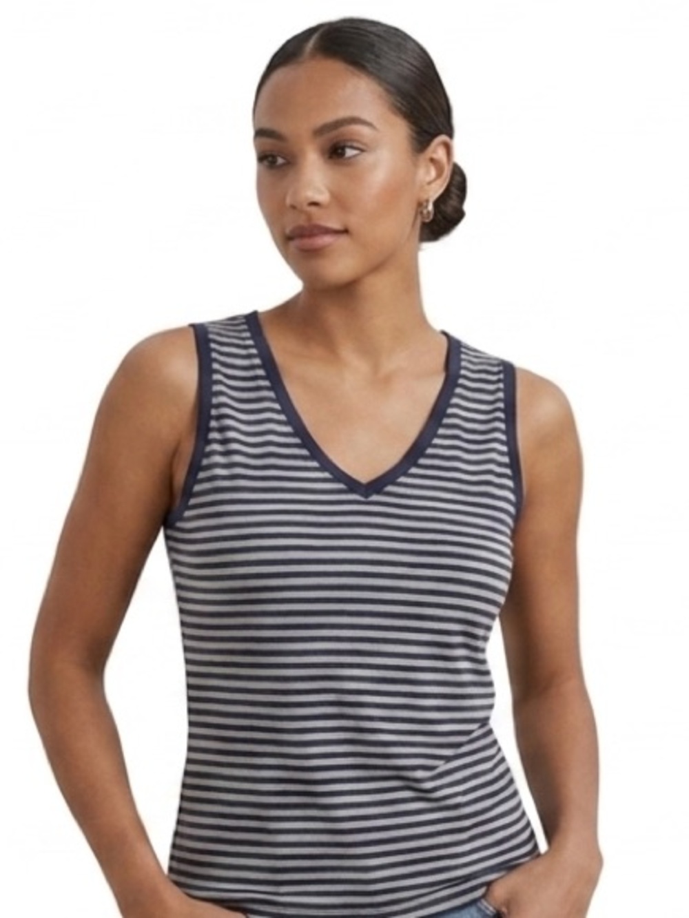 New With Tags Navy & White V-Neck Tee